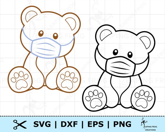 Download Teddy Bear Wearing Face Mask Svg Bear Dxf Bear Png Cricut Etsy