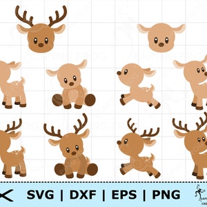 Ciervo SVG. PNG. Archivos de corte Cricut, en capas, archivos de silueta. Criaturas del bosque, animales. Reno. Paquete, conjunto. DXF, eps. ¡Descarga instantánea!