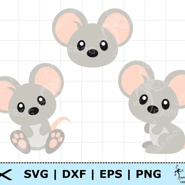 Mouse SVG PNG.  Cricut, Silhouette cut and layered files. Mice, Bundle, Set, Cute! Farm animals. DXF, eps. Instant Download.