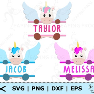 Einhorn Monogramme SVG. PNG. Cricut cut Dateien, geschichtet. Silhouette-Dateien. Niedlich, magisch, Junge, Mädchen. DXF, eps. Sofortiger Download