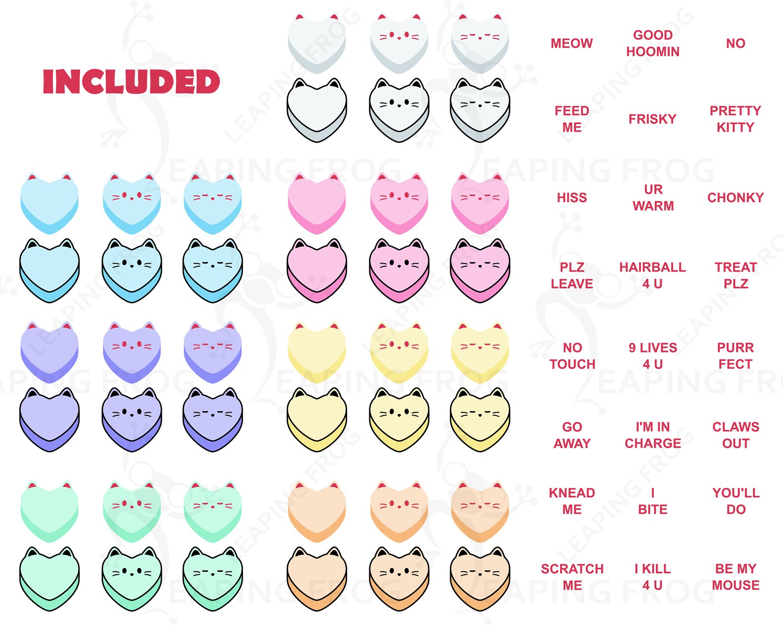 CAT Candy Hearts SVG. PNG. Mix & Match Cricut Cut Files Etsy