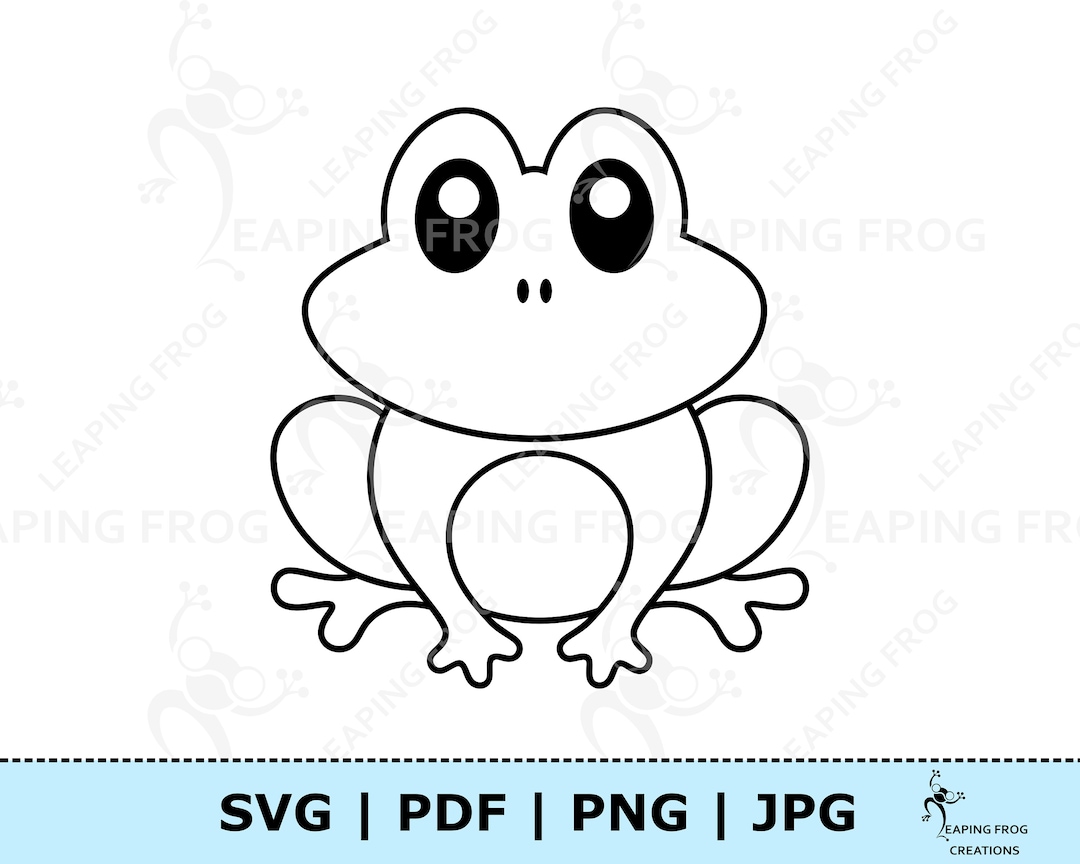 Linda rana para colorear página JPG PDF SVG png. Clipart de - Etsy México