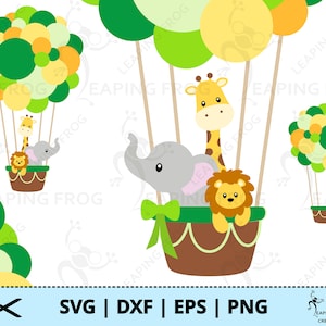 Jungle dieren SVG. PNG. Cricut cut & gelaagde bestanden, sublimatie, print-to-cut, enz. Heteluchtballon, giraffe, DXF, eps. Directe download.