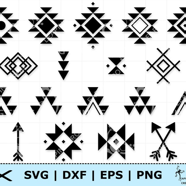 Tribal Pattern SVG. PNG. Aztec. Cricut cut files, Silhouette files.  Black, White. DXF, eps. Digital. Instant Download. Native Signs.