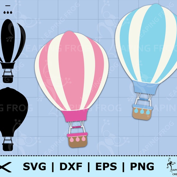 Hot Air Balloon SVG. Cricut cut files, layered. Hot air balloons svg. Silhouette files. DXF. PNG. eps. Hot air balloon clipart. Download.