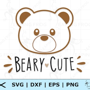 Orsacchiotto in formato SVG. PNG . Beary carino. File di taglio Cricut, sagoma. Ottimo per tutine, camicie. Animali dello zoo. Download immediato Orsetto carino.