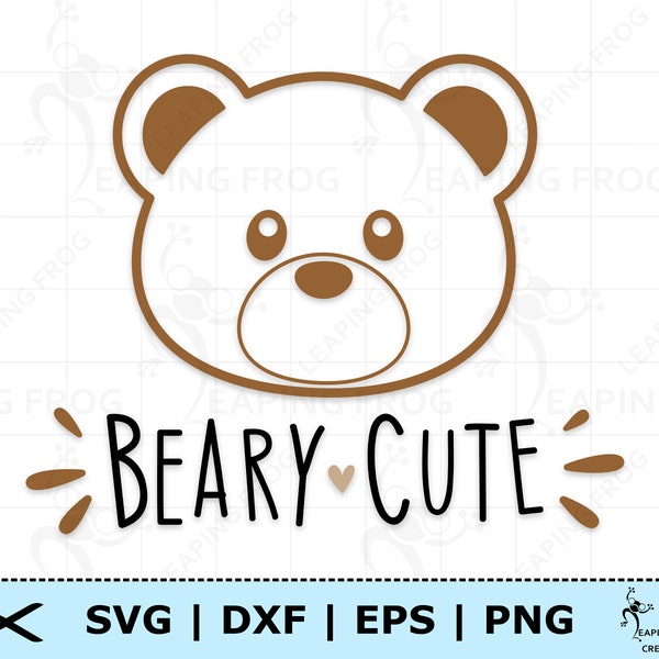 Teddy Bear SVG. PNG . Beary Cute. Cricut Cut Files, Silhouette. Great for onesies, shirts. Zoo animals. Instant download Cute Baby Bear.