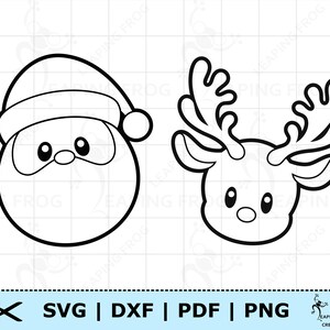 Rudolf SVG. PNG. Kerstman. Rendier. Cricut gesneden bestanden. Silhouet. Overzicht, stencil. DXF, eps. Hoofden, gezichten. Directe download!