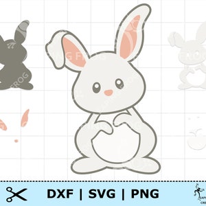 Häschen SVG. Cricut cut Dateien, geschichtet. Silhouette-Dateien. PNG-Datei. Kaninchen. Osterhase. Niedlich, Weiß, Flauschig. Sofortdownload!