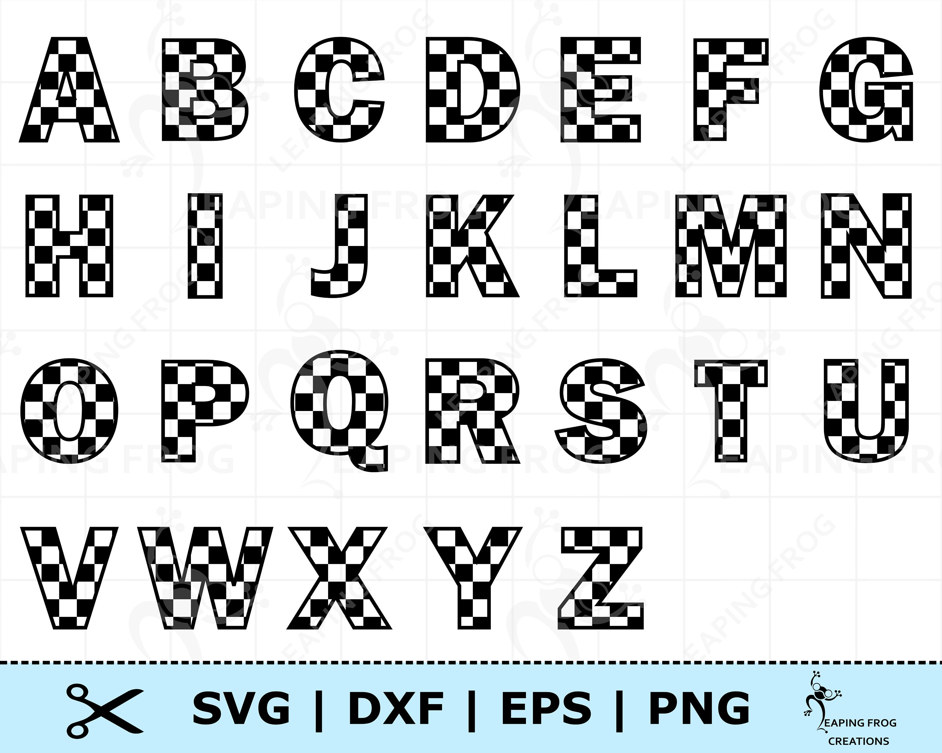 Checkered Letters SVG. Cricut Cut Files Layered. Silhouette Etsy UK