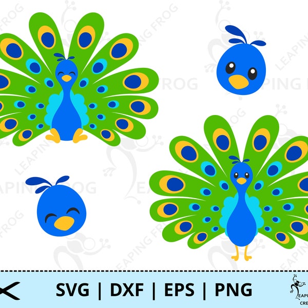Peacock SVG. PNG. Cricut cut files, layered. Silhouette files.  Baby, Cute, Birds, bundle, set, forest animals, Instant download.