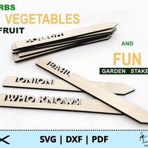 Gartenstecker SVG. Für Laser, Glowforge usw. DXF, PDF. Pflanzenmarkierer, Gemüse, Obst, witzig, aus Holz, Cut-Dateien. Sofortdownload!