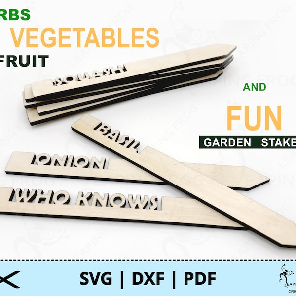 Garden Stakes SVG. For laser, Glowforge, etc. DXF, PDF.  Plant markers, vegetables, fruits, funny, wooden, Cut files. Instant download!