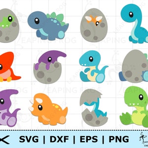 恐竜 SVG。Cricut カット ファイル、レイヤー化。シルエット。恐竜セット、バンドル。赤ちゃん恐竜 SVG。DXF。png。eps。恐竜の卵のクリップアート。