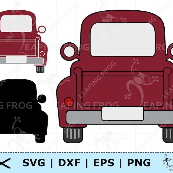 Truck SVG. PNG. Tailgate. Cricut cut files, layered. Silhouette files. Back of pickup truck. Retro, Vintage. Instant download!