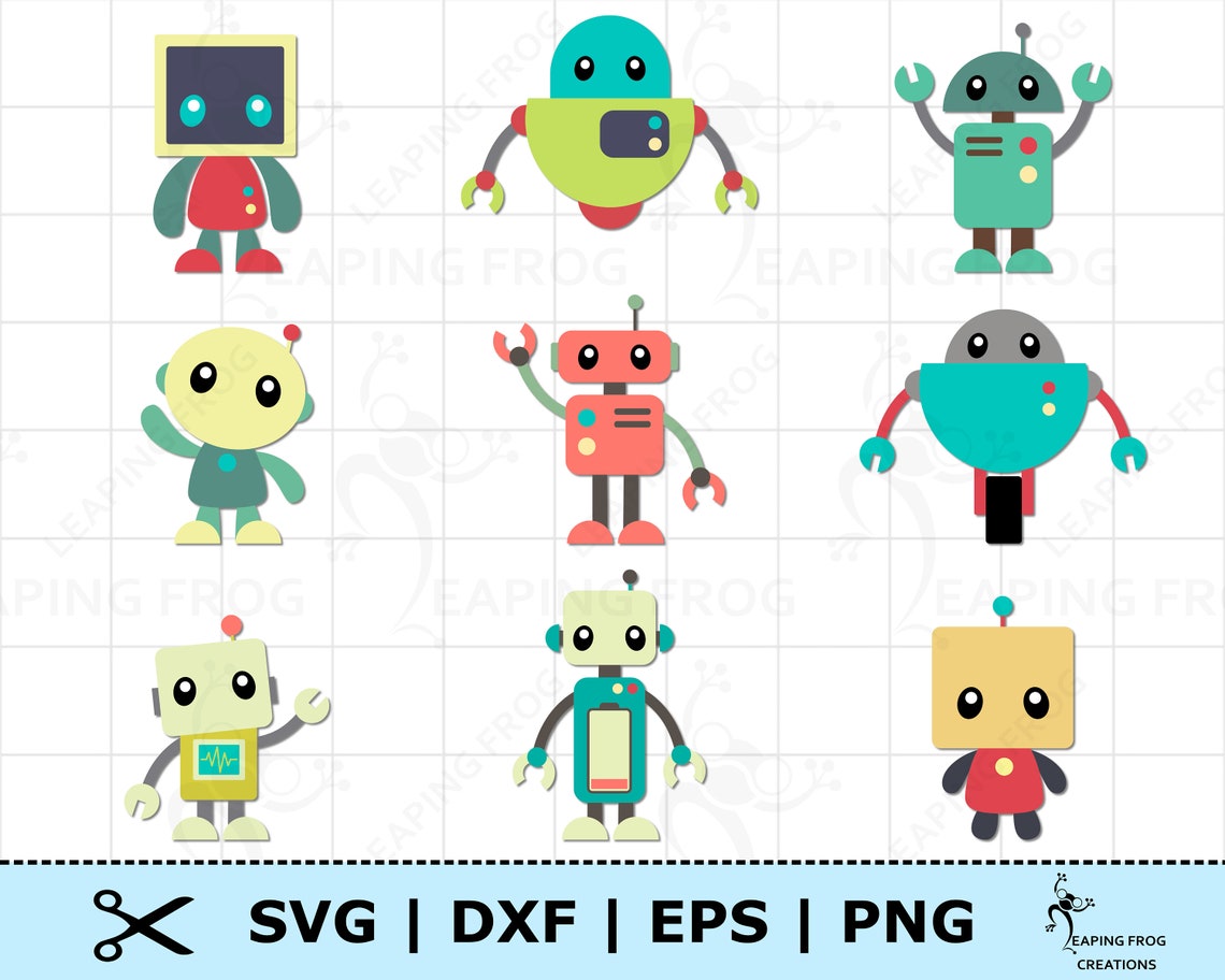 Robots SVG. PNG. Cut layered files. Cricut Silhouette etc. Etsy