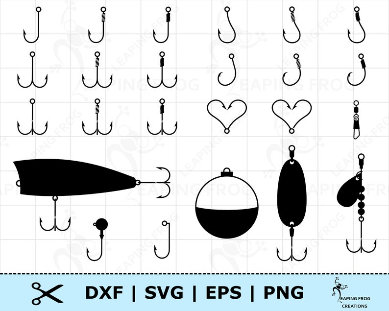 Download Fish hook SVG. Fishing tackle svg. Fishing lures svg. Bobber | Etsy