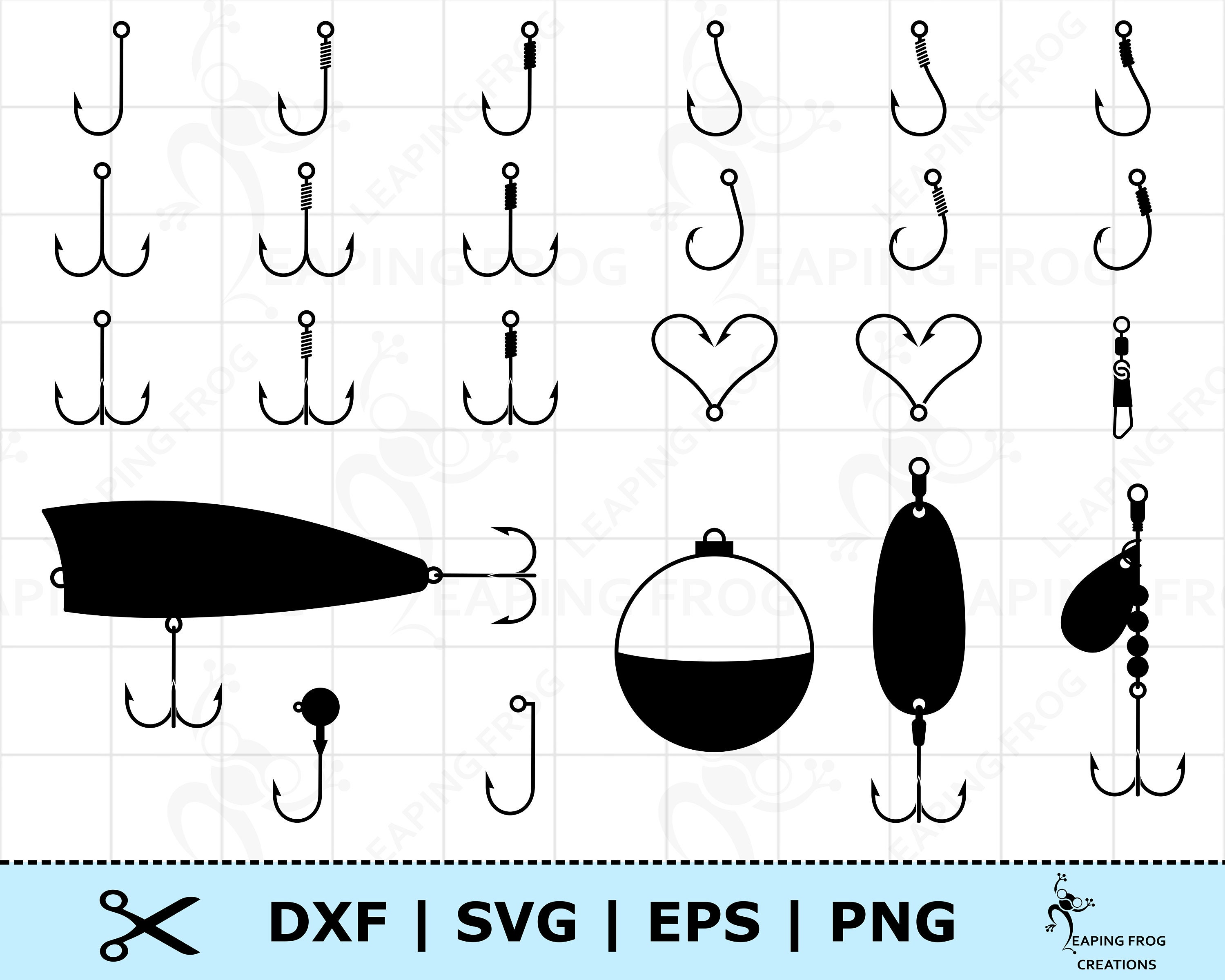 Fish Hook SVG. Fishing Tackle Svg. Fishing Lures Svg. Bobber Svg. Cricut  Cut Files, Layered Files. Silhouette. Fishing Clipart. Dxf Eps Png 