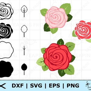 Roos SVG. Gesneden, gelaagde bestanden. Rozen PNG. Rozen DXF. Cricut. Silhouet. Rozen clipart. Rozen eps. Rozen overzicht. Rozen stencil. eps. Schattig!
