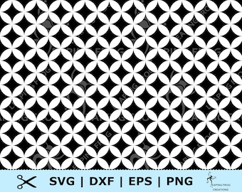 Stars pattern SVG. Overlapping circles SVG. PNG. Seamless! Tiling. Cricut cut files, Silhouette files.  Black, White. dxf. Outline, Stencil