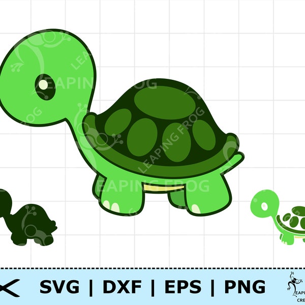 Turtle SVG. Cricut cut files, Silhouette. DXF, PNG, eps. Baby Turtle Clipart.  Cartoon turtle download. Green turtle svg.