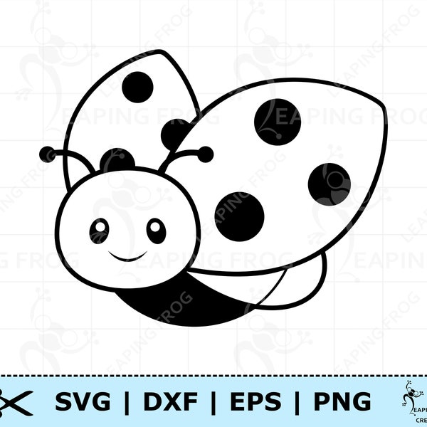 Süßer Marienkäfer SVG PNG DXF eps. Marienkäfer Digitaler Download, Cricut Silhouette Schneidedateien. Outline, Schablone, Malvorlage, Clipart.