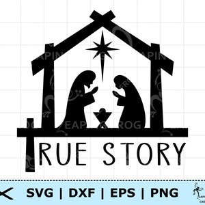 Scena Narodzenia SVG. PNG. Pliki Cricut Cut, Silhouette, Cameo. Jezus, Maryja, Józef. Prawdziwa historia. Boże Narodzenie. DXF, eps. Natychmiastowe pobranie!