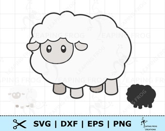 Cute Lamb SVG PNG DFX. Digital download. Cricut, Silhouette Cut Files. Baby Lamb Baby Sheep. Great for baby shower, nursery. Clipart. Fluffy