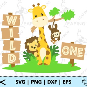 Salvaje SVG. PNG. Archivos Cricut cortados y en capas, Sublimación, Impresión para cortar, etc. Selva, Safari, Jirafa, León, DXF, eps. Descarga instantánea.