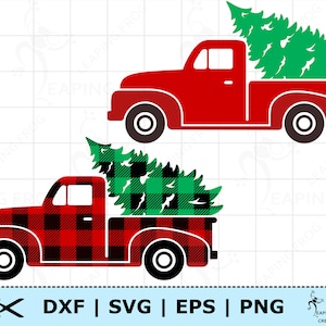 Buffalo Plaid Christmas Truck SVG. PNG. Cricut cut files, layered. Silhouette files. Trees, Red, Black, vintage, DXF, eps. Instant download!