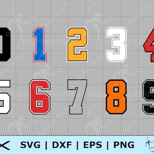 Jersey numbers SVG. PNG. 4 versions! Cricut cut files, layered. Silhouette files. Sports, Team, Uniform, DXF eps. Instant Download!