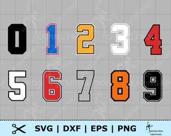 Jersey numbers SVG. PNG. 4 versions! Cricut cut files, layered. Silhouette files. Sports, Team, Uniform, DXF eps. Instant Download!