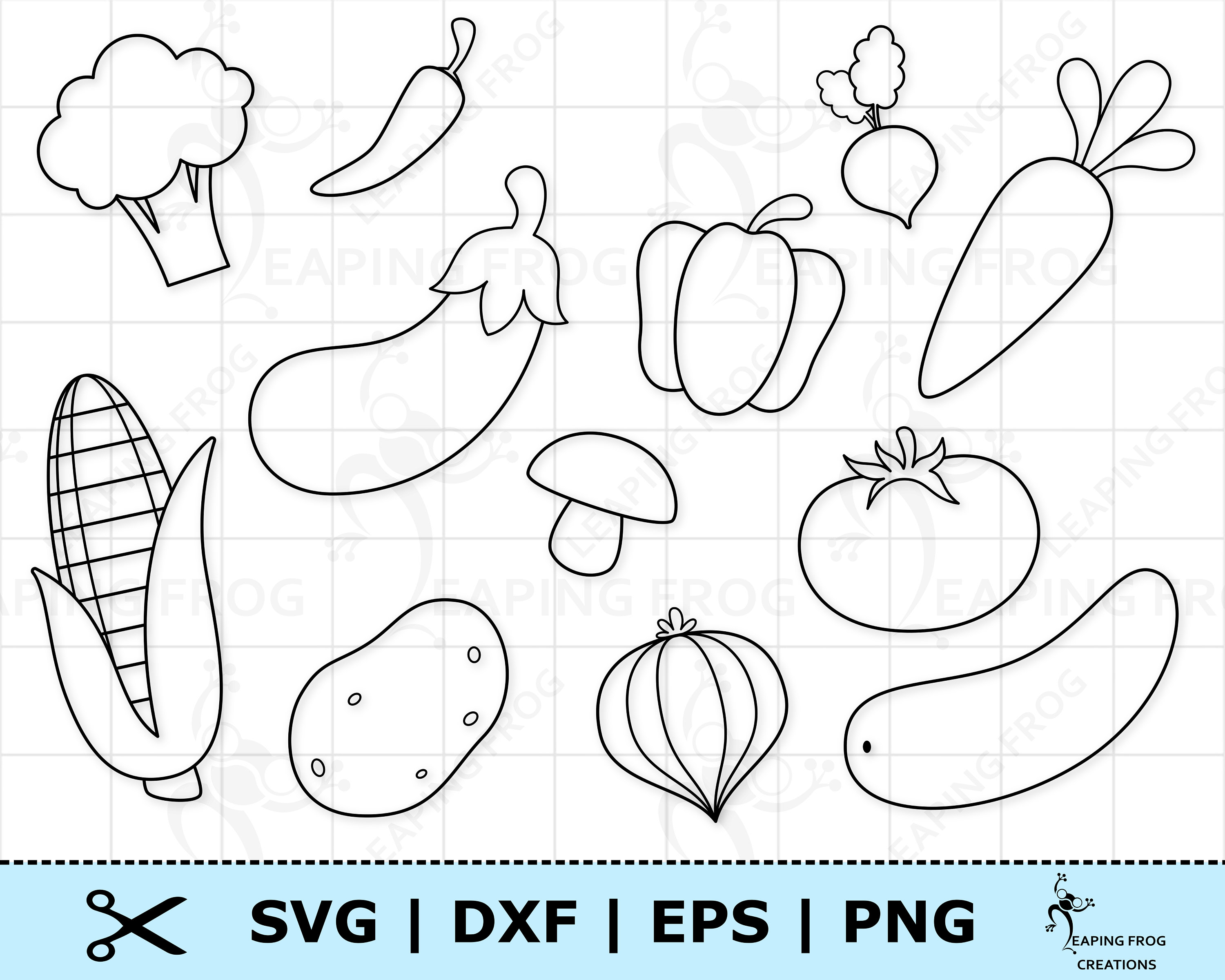 Vegetables Outline - Etsy, image size:3000x2400