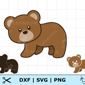 Brown Bear SVG. Brown Bear DXF. Brown Bear PNG. Circut  cut files, Silhouette. Layered files. Grizzly bear svg. Cute baby bear svg. Clipart