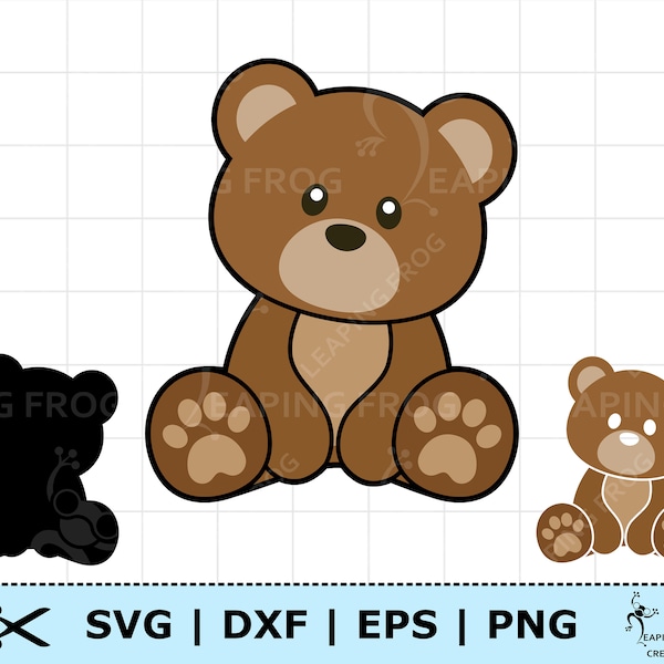 Teddy Bear SVG. Teddy Bear DXF.  Circut  cut files, Silhouette. Layered files. Teddy Bear clipart. Cute baby bear svg. Brown Bear svg.