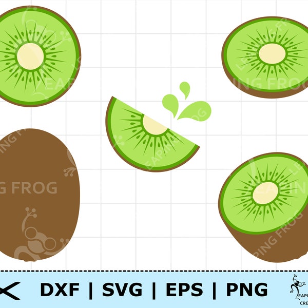 Kiwi SVG. Fichiers de coupe Cricut, Silhouette. Kiwi DXF. Clipart de kiwi. EPS png. Svg de tranches de kiwi. Clipart de kiwi. Fichiers superposés. Svg de fruits.