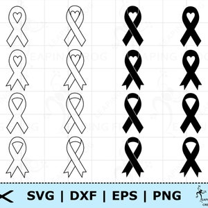Svg de ruban cancer. Lot de rubans svg. Fichiers de coupe Cricut, silhouette. Rubans de sensibilisation svg. Ensemble de ruban clipart. Svg cancer du sein. Vecteur.