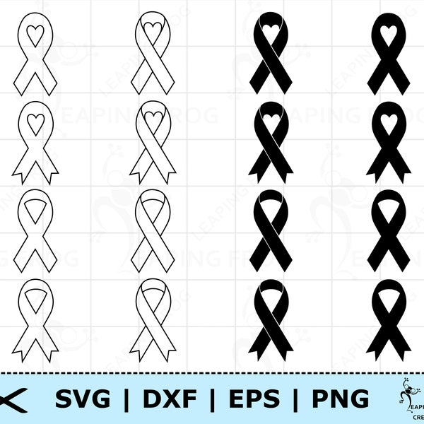 Cancer ribbon svg. Ribbon bundle svg. Cricut cut files, silhouette. Awareness ribbons svg. Ribbon set clipart. Breast Cancer svg. Vector.