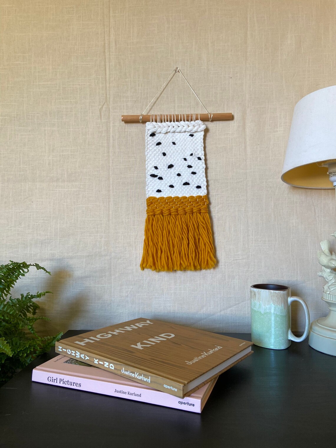 Woven Wall Art Wall Hanging White Black Fleck Etsy UK