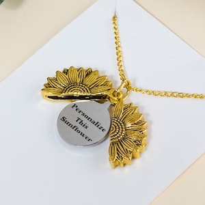 PERSONALIZED SUNFLOWER NECKLACE -  Personalized Birthday Gift - Gifts For Her - Best Friend Gift - Sunflower Necklace - Custom Necklace