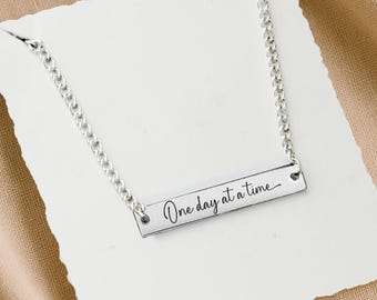 One Day At A Time Necklace - Gold-Plated Stainless Steel, Recovery Gift