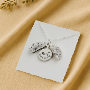 Pet Memorial Necklace: Stainless Steel Sunflower Pendant, Custom Engraving