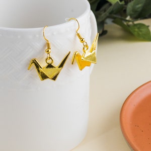 ORIGAMI EARRINGS - BIRD Earrings - Good Luck Aesthetic Crane Earrings - Hanging Novelty Comfortable Earrings - Gift For Women