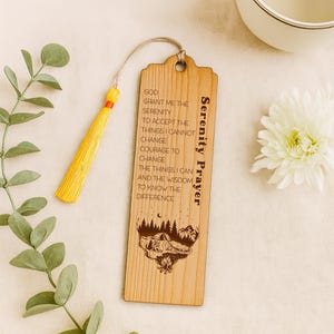 Serenity Prayer Wooden Bookmark – Faith Gift for Her or Him – Engraved Religious Bookmark – 12-Step Recovery Gift – AA NA Inspirational Gift