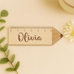 Personalized Pencil Ruler Bookmark for Kids – Custom Name Engraved Wood Back to School Gift | Teacher Gift | Student School Supplies