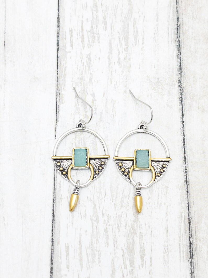 BLUE STONE EARRINGS Retro Silver Vintage Earring Boho Etsy