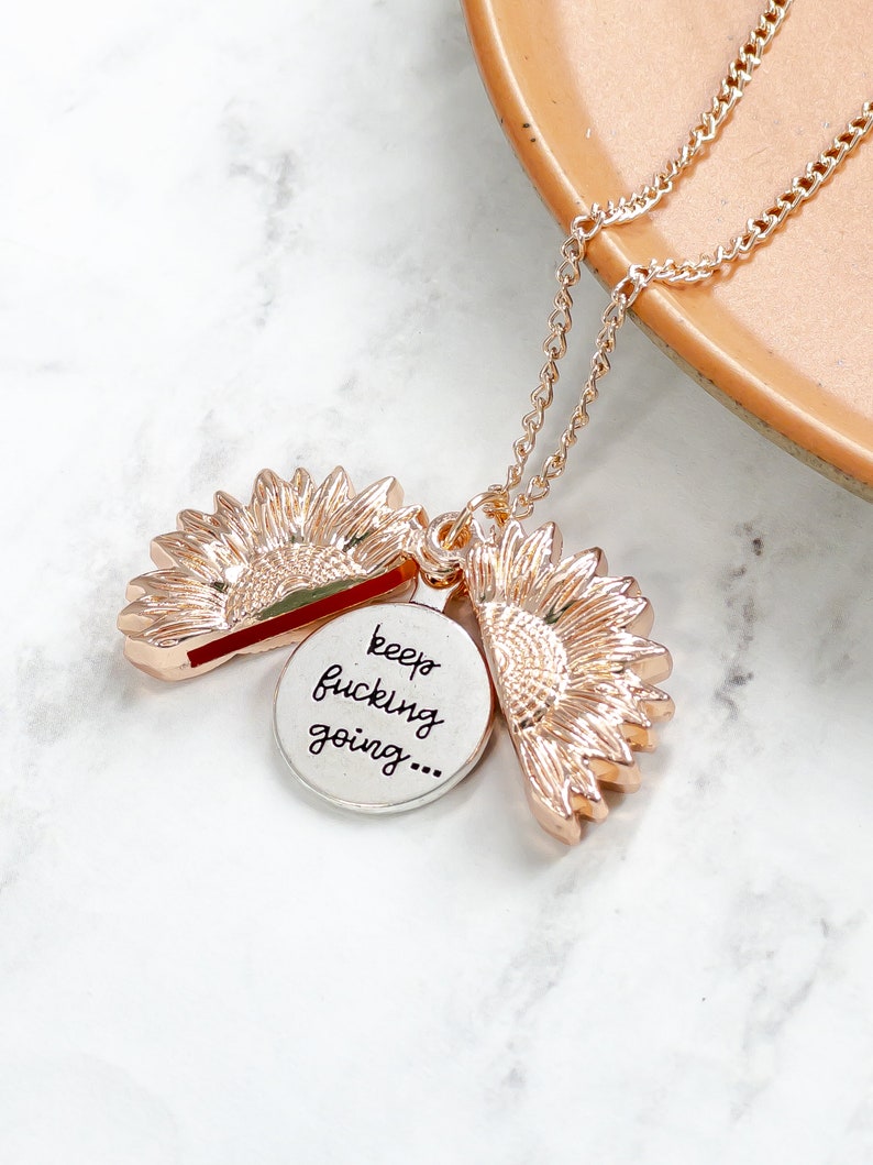 ROSE GOLD SUNFLOWER Necklace  - Best Friend Birthday Gift -  Engraved Necklace Gifts For Her - Motivational Gift For Her 