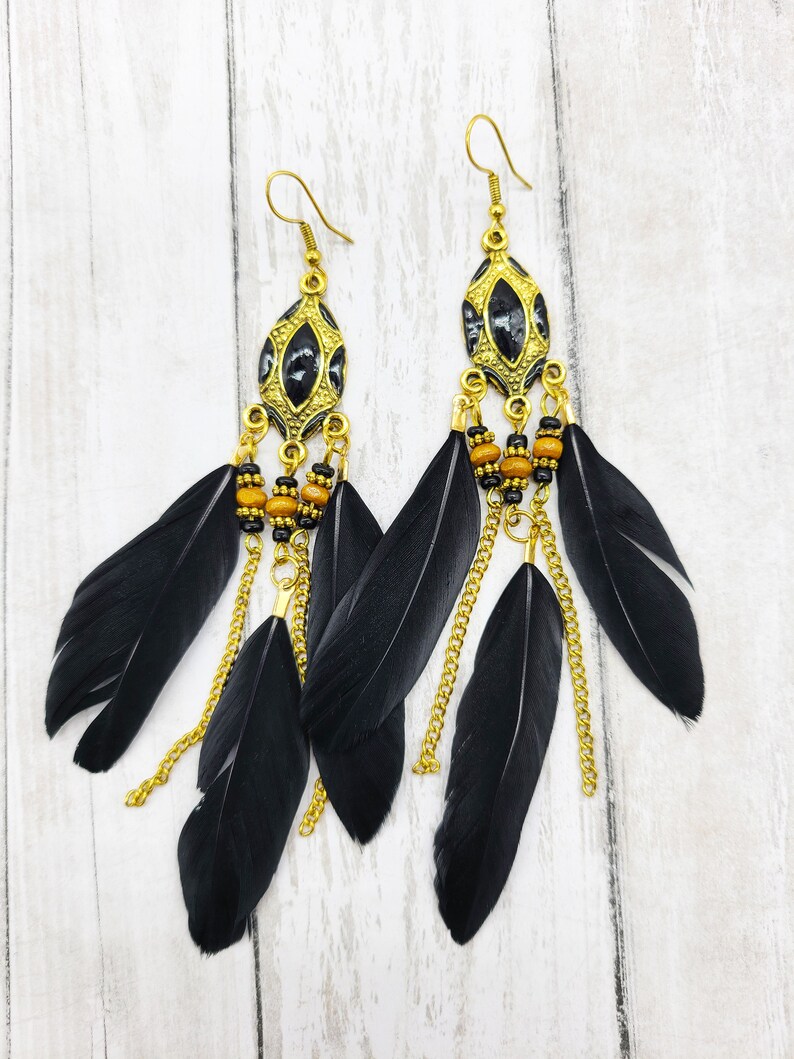 Tassel Earrings Boho Style Gift Gift For Her Gypsy Earrings Feather Earrings Hippie Jewelry Boho Earrings Free Spirited Boho Jewelry