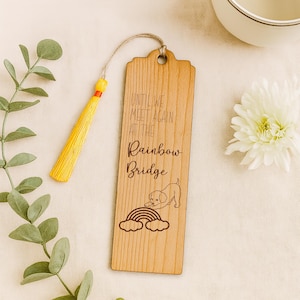 Rainbow Bridge Pet Memorial Bookmark –  Wooden Bookmark – Pet Loss Sympathy Gift – Dog or Cat Remembrance – Customizable Keepsake