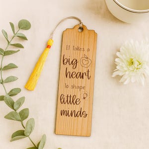 Teacher Appreciation Gift: Engraved Wooden Bookmark - It Takes a Big Heart